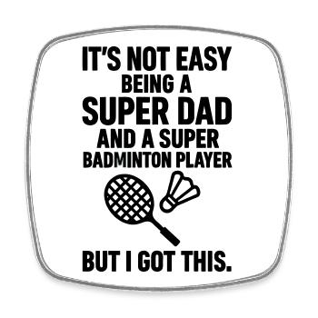 Badminton – Super Papa Badmintonspieler - Viereckiger Kühlschrankmagnet - Weiß - Vorne