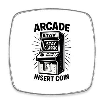 Arcade Classic Insert Coin - Magnet carré - blanc - Devant