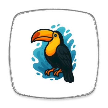 Toucan coloré en vagues bleues - Magnet carré - blanc - Devant
