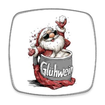 Motif de tasse du Père Noël au vin chaud - Magnet carré - blanc - Devant