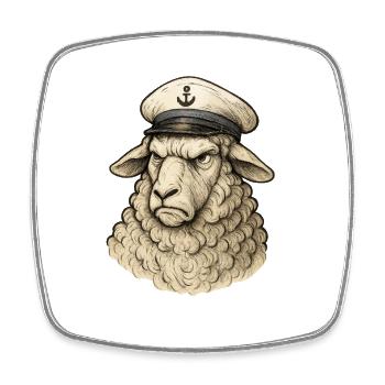 Capitaine de mouton au look ancre - Magnet carré - blanc - Devant