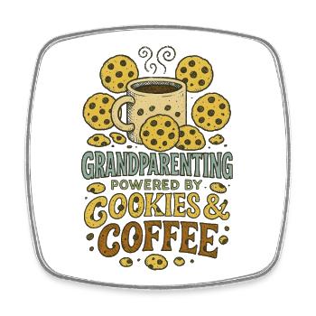 Großelternschaft Kekse & Kaffee - Viereckiger Kühlschrankmagnet - Weiß - Vorne