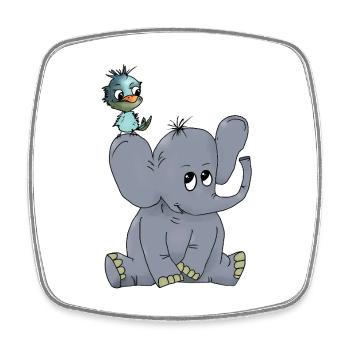 Elefant_mit_Vogel - Magnet carré - blanc - Devant