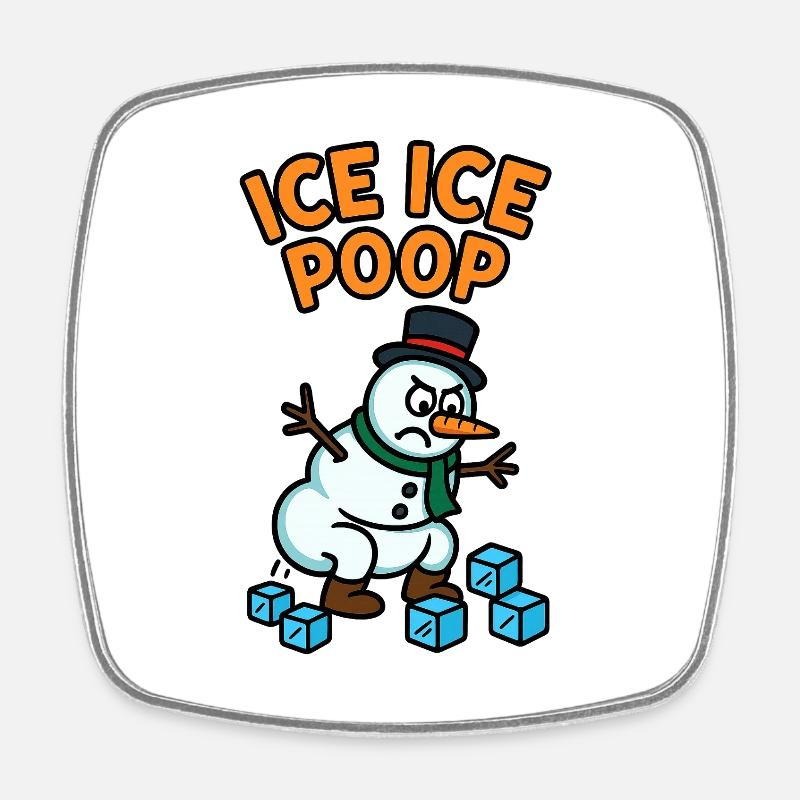 schneemann eiswürfel kinder witzig pups - Magnet carré - blanc