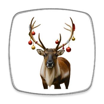 Renne Cerf de Noël - Magnet carré - blanc - Devant