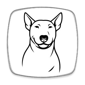 Stilisierter Bullterrier Silhouette - Viereckiger Kühlschrankmagnet - Weiß - Vorne