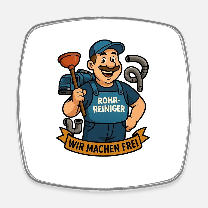 Rohrreiniger Hero Wir Machen Frei - Square fridge magnet - white