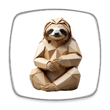Polygon Sloth Snuggle Design - Square fridge magnet - white - Front