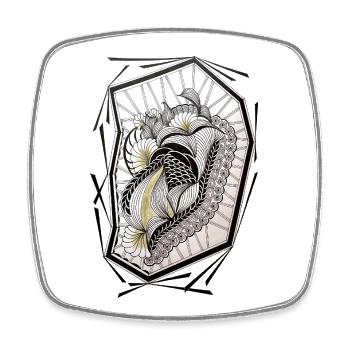 Zentangle-Blumenherz im Rahmen - Viereckiger Kühlschrankmagnet - Weiß - Vorne