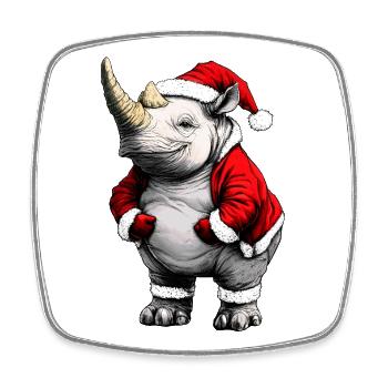 Rhinos Christmas - Square fridge magnet - white - Front