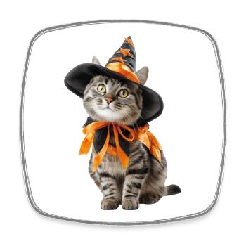 Katze Hexen Zauberer Kostüm Halloween - Viereckiger Kühlschrankmagnet - Weiß - Vorne