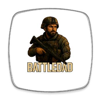 BattleDad – Veteran Gamer Soldier Design - Viereckiger Kühlschrankmagnet - Weiß - Vorne
