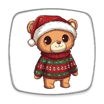 Noël de Noël Ours - Magnet carré - blanc - Devant