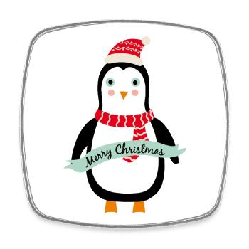 Süßer Weihnachts-Pinguin Merry Christmas - Viereckiger Kühlschrankmagnet - Weiß - Vorne
