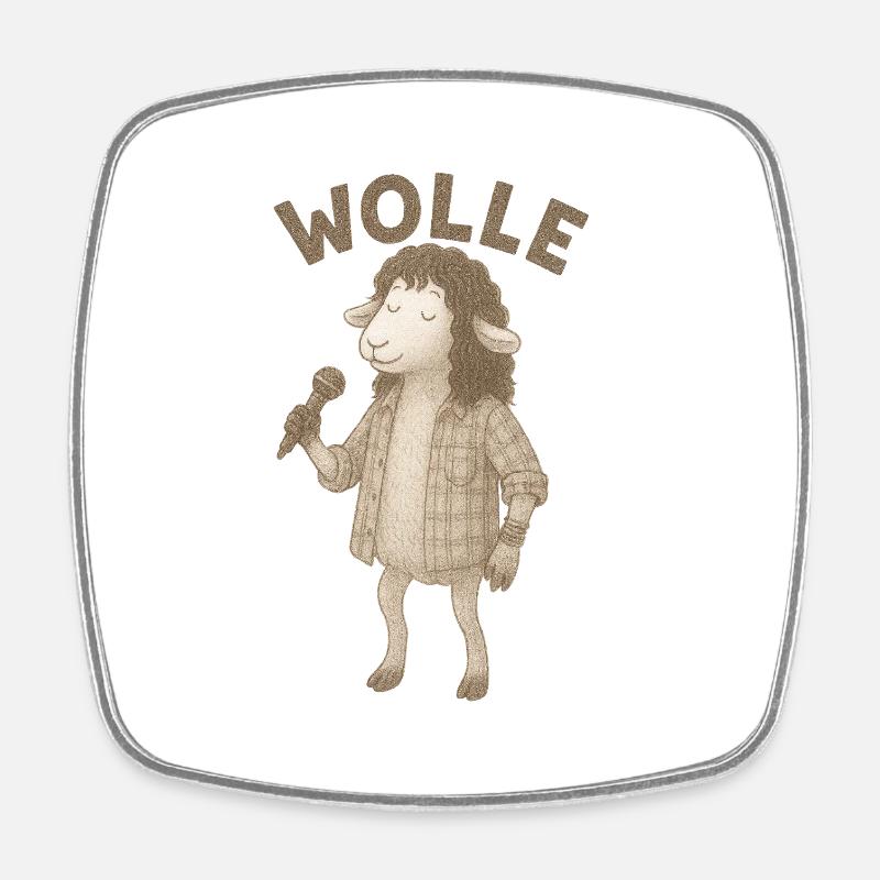 Wool Sheep with Microphone - Square fridge magnet - white