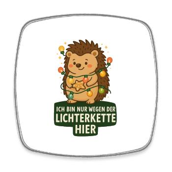 Igel mit Lichterkette - Viereckiger Kühlschrankmagnet - Weiß - Vorne