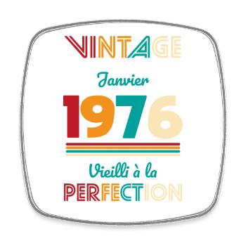 Anniversaire 50 ans - Vintage - Janvier 1976 - Magnet carré - blanc - Devant
