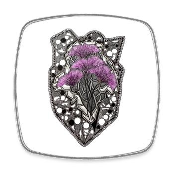 Purple Blossoms Mandala Lace Frame - Square fridge magnet - white - Front