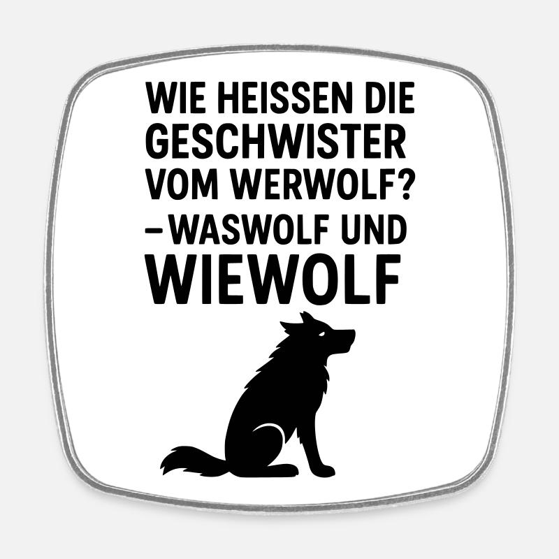 werwolf witziger spruch kinder grundschule - Viereckiger Kühlschrankmagnet - Weiß