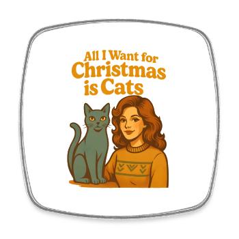 All I want for Christmas is Cats Weihnachten - Square fridge magnet - white - Front