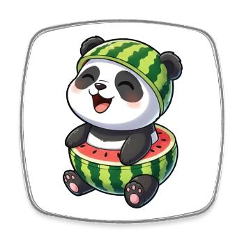 Mignon panda melon cartoon Waterfruit Summer Joy - Magnet carré - blanc - Devant