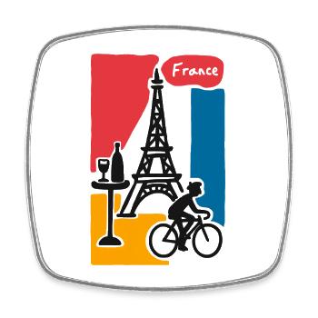 France Graphic: Eiffel Tower and Bicycle - Square fridge magnet - white - Front