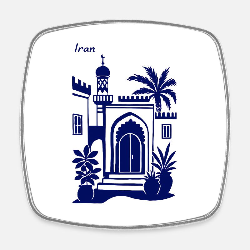 Iranian Door Architecture Palm Landscape - Square fridge magnet - white