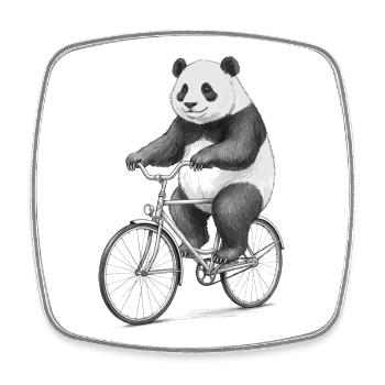 Panda à vélo - Magnet carré - blanc - Devant