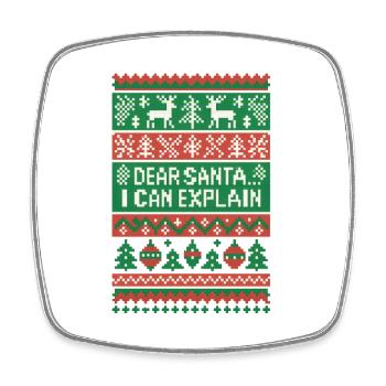 Ugly Christmas Weihnachten Santa - Square fridge magnet - white - Front