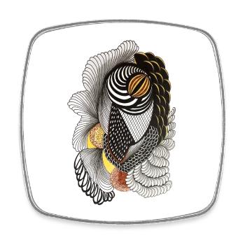 Geometrische Linienzeichnung mit Schuppenmuster - Viereckiger Kühlschrankmagnet - Weiß - Vorne
