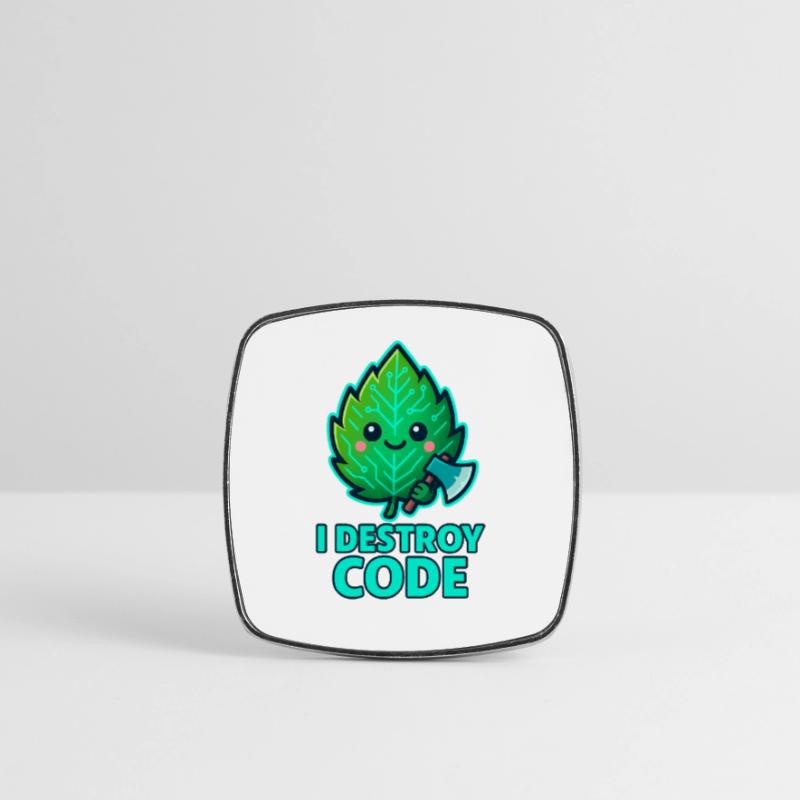 Green Leaf Code Warrior Square fridge magnet