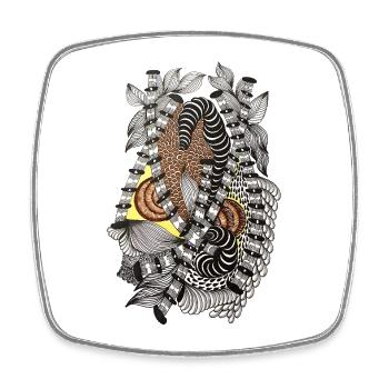 Snake vertebrae in the leaf tissue - Square fridge magnet - white - Front