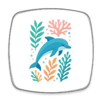 Rêve de dauphin dans la mer de Corail - Magnet carré - blanc - Devant
