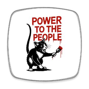Peinture du chat Power to the People - Magnet carré - blanc - Devant