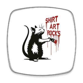 Katze Graffiti Shirtkunst | Shirt Art Rocks - Viereckiger Kühlschrankmagnet - Weiß - Vorne