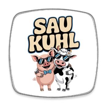 Sow Cool Pig And Cow With Sunglasses - Square fridge magnet - white - Front
