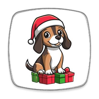 Beagle Hund Weihnachten Geschenke - Viereckiger Kühlschrankmagnet - Weiß - Vorne