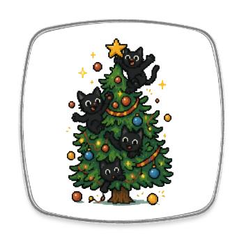 Weihnachtsbaum mit frechen Katzen - Viereckiger Kühlschrankmagnet - Weiß - Vorne