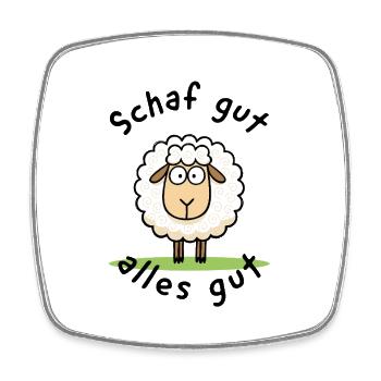 Sheep good, all good – Funny saying sheep - Square fridge magnet - white - Front
