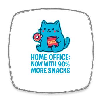 Humour de Snack Chat Home Office - Magnet carré - blanc - Devant