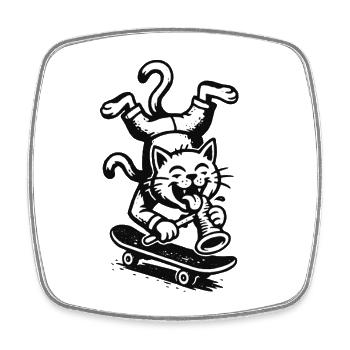 Art urbain de style Banksy des Cats - Magnet carré - blanc - Devant