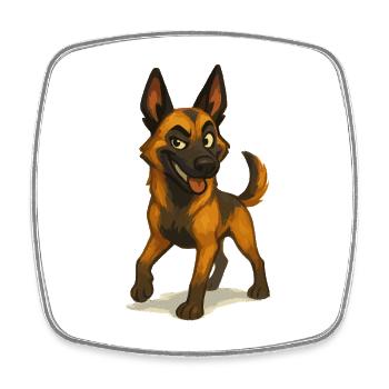 Chien de dessin animé Malinois coquin - Magnet carré - blanc - Devant
