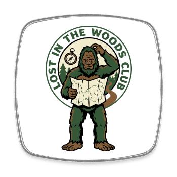 Lost in the Woods Bigfoot Club - Viereckiger Kühlschrankmagnet - Weiß - Vorne