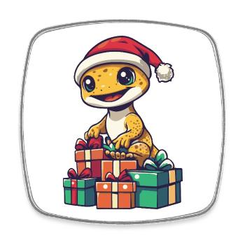 Echse Gecko Weihnachten Geschenke - Viereckiger Kühlschrankmagnet - Weiß - Vorne