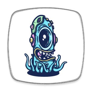 Monster Aquatic Helmet - Square fridge magnet - white - Front