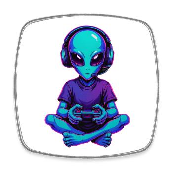 Alien Gaming Gamer Gaming Gaming Video Games Scifi - Square fridge magnet - white - Front