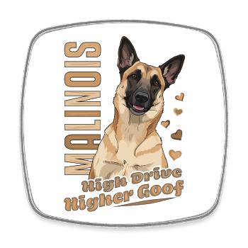 Belgian Malinois High Drive Plus haut Goof - Magnet carré - blanc - Devant