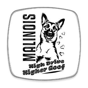 Belgian Malinois High Drive Plus haut Goof - Magnet carré - blanc - Devant