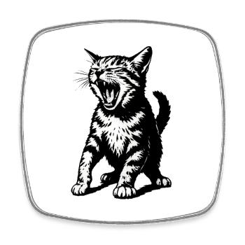 Dessin au trait du chat noir en colère - Magnet carré - blanc - Devant