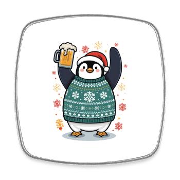 Festlicher Pinguin im Pullover - Viereckiger Kühlschrankmagnet - Weiß - Vorne